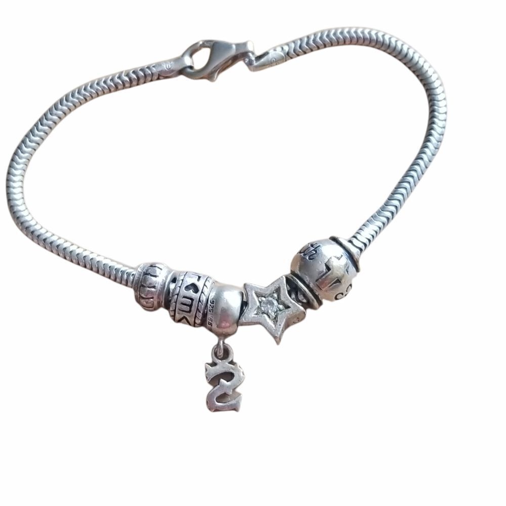 Sterling silver IBB charm bracelet